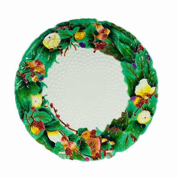Majolica Style Cake Serving Plate Round Enesco Winterthur Garden Vintage 1996 - Picture 1 of 6
